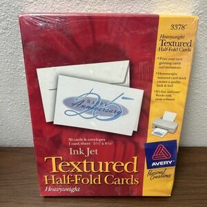 Avery 3378 Textured Half Fold Cards Heavyweight 30 cards & Envelopes Ink Jet New